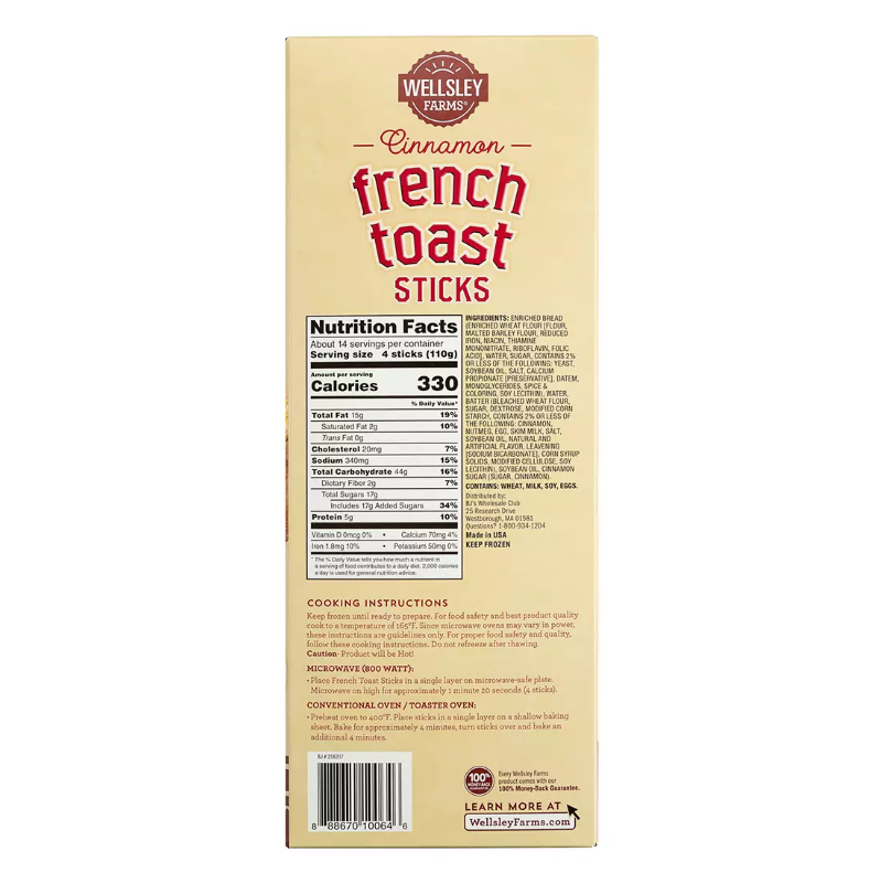 Wellsley Farms Cinnamon French Toast Sticks. 3.5 lbs. – Openbax