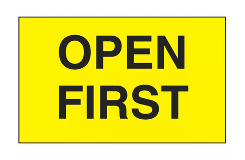 "Open First" Labels - 3 x 5"