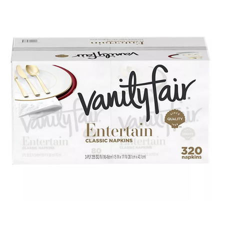 Vanity Fair Entertain 3-Ply Paper Napkins, White (320 ct.)