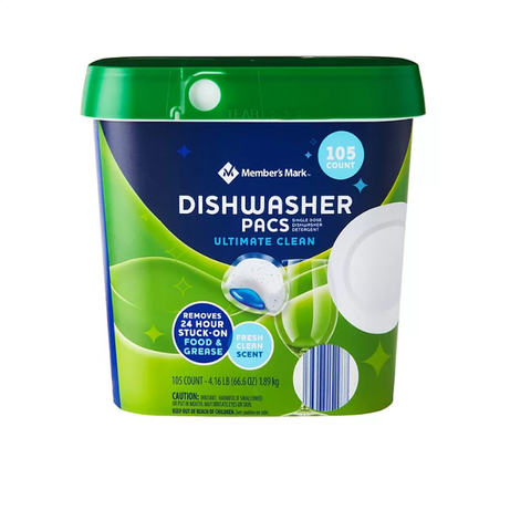 Member's Mark Ultimate Clean Automatic Dishwasher Pacs, Fresh Clean Scent (105 ct.)