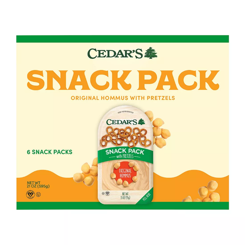 Cedar's Original Hummus with Pretzels Snack Packs. 6 ct. 3.5oz.