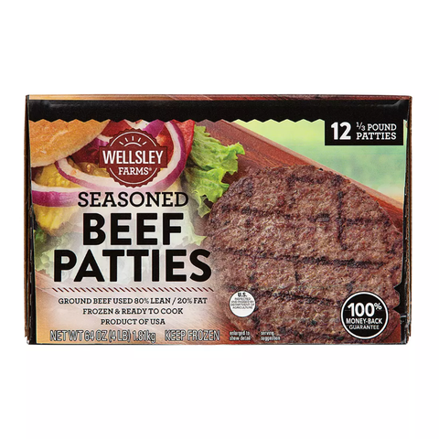 Wellsley Farms Seasoned Beef Patties. 12 pk.
