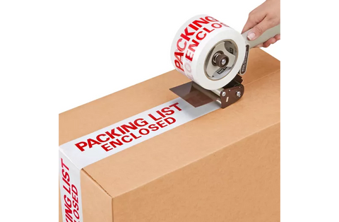 Preprinted Tape - "Packing List Enclosed", 3" x 110 yds. Mil 2.2. Rolls/Case (24 ct.)