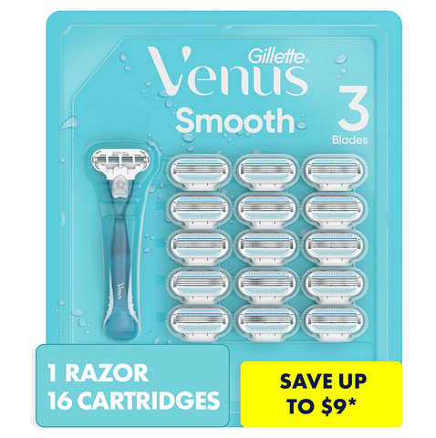 Venus Smooth Razor Handle + 16 Cartridges