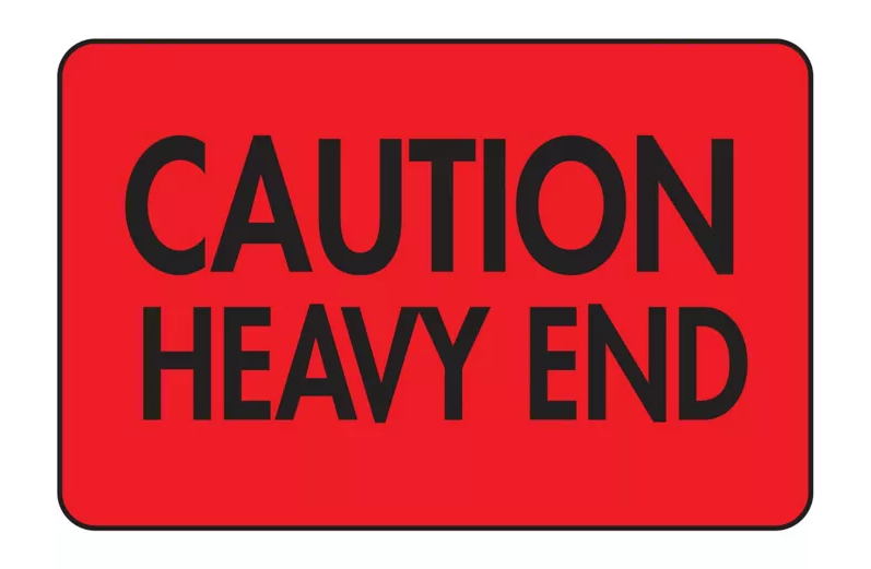 Fluorescent Shipping Labels - "Caution/Heavy End", 2 x 3"