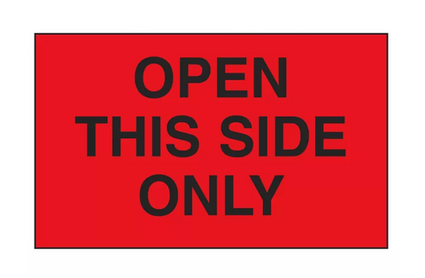 "Open This Side Only" Labels - 3 x 5"
