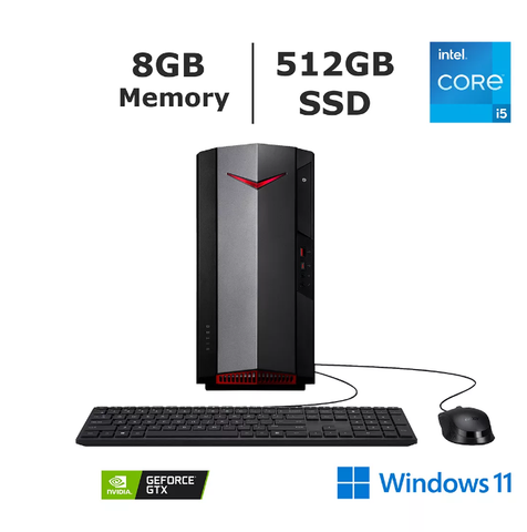 Acer Nitro 50 N50-620-UA14 Desktop, Intel Core i5-11400F Processor, 8GB Memory, 512GB SSD, GeForce GTX 1650 Graphics