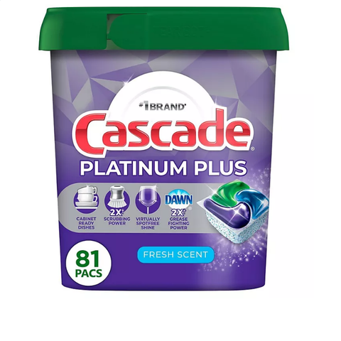Cascade Platinum Plus ActionPacs Dishwasher Detergent Pods, Fresh Scent (81 ct.)