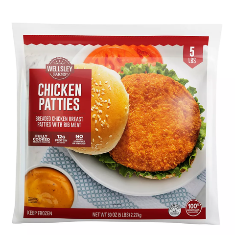 Wellsley Farms Chicken Patties. 5 lbs.