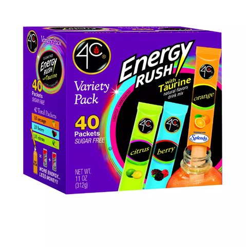 4C Energy Rush Flavored Powders Variety Pack. 40 ct.