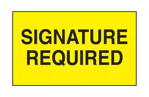 "Signature Required" Labels - 3 x 5"