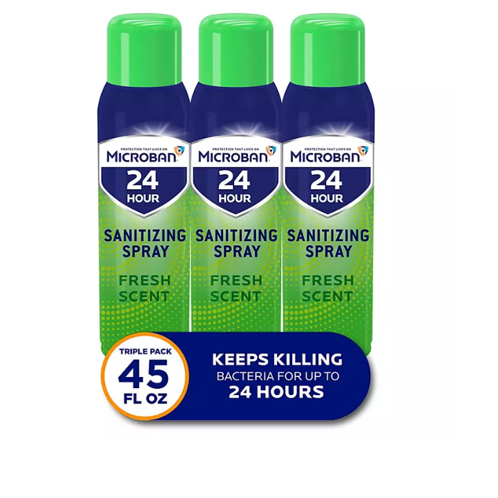 Microban 24Hour Disinfectant Sanitizing Spray, Fresh Scent (15 oz., 3