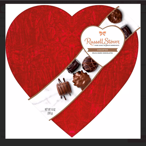 Russell Stover Red Velvet Heart Box of Chocolates. 17 pc.
