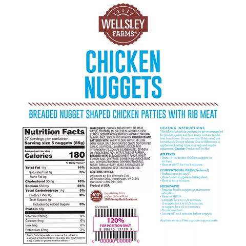 Wellsley Farms Chicken Nuggets. 5 lbs.