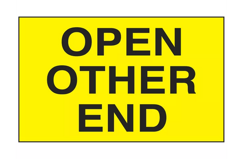 "Open Other End" Labels - 3 x 5"