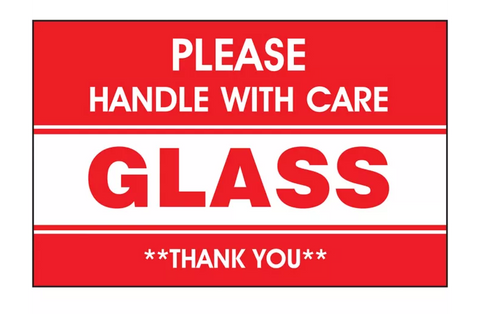 "Please Handle with Care/Glass/Thank You" Label - 3 x 5"