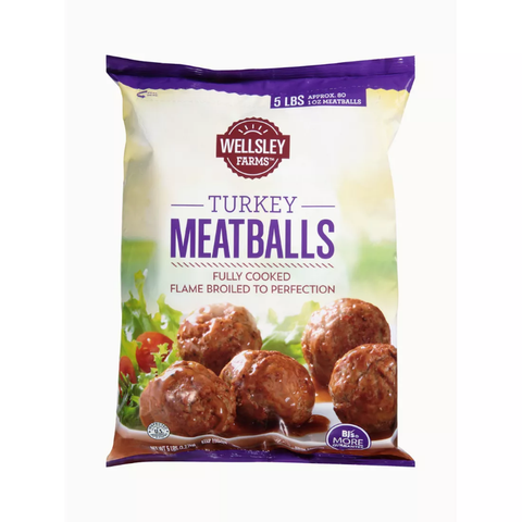 Wellsley Farms Turkey Meatballs. 5 lbs.