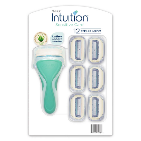 Schick Intuition Sensitive Care for Women. Razor Handle + 12 Cartridge Refills