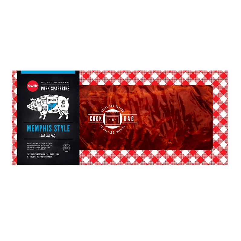 Swift Cook-In-Bag Memphis BBQ Style Pork Spareribs. 2.75-3.5 lbs. – Openbax