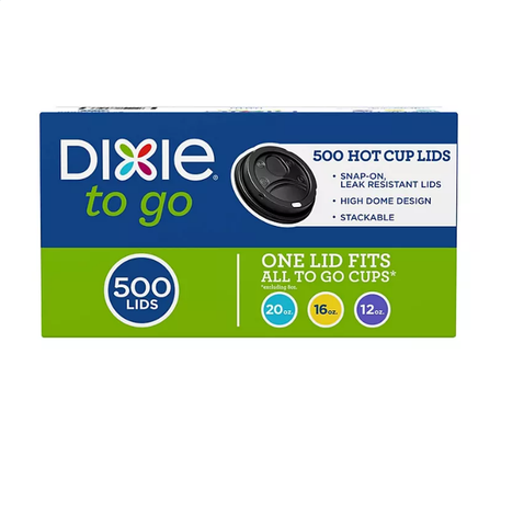 Dixie Sip-Through Dome Hot Drink Lids, Fits 12-20 oz. Cups, Black (500 ct.)