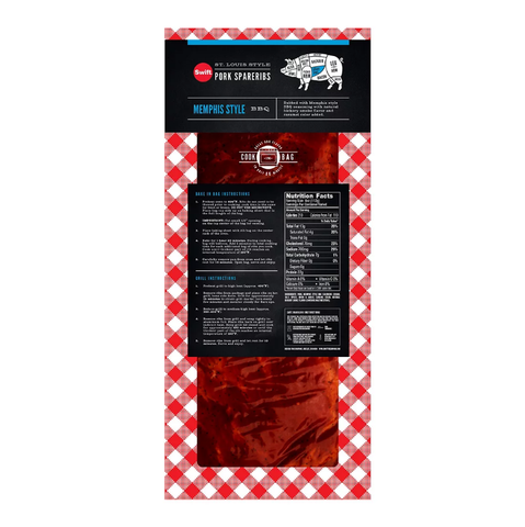 Swift Cook-In-Bag Memphis BBQ Style Pork Spareribs. 2.75-3.5 lbs.