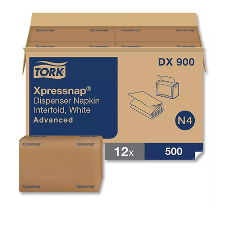 Tork Xpressnap Interfold Dispenser Napkins, 1-Ply, 13" x 8.5", White (6,000 ct.)