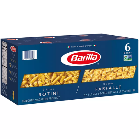 Barilla Rotini and Farfalle Pasta. 6 pk. 16 oz.