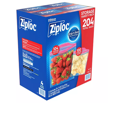 Ziploc® Brand Storage Gallon and Storage Quart Bags with Grip 'n Seal Technology, (204 ct.)