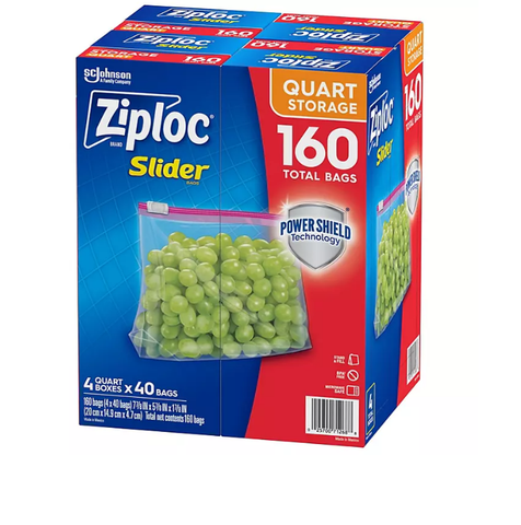 Ziploc Quart Food Storage Slider Bags, Power Shield Technology for More  Durability, 42 Count