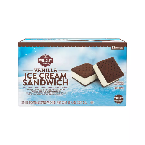 Wellsley Farms Vanilla Ice Cream Sandwiches. 24 ct.