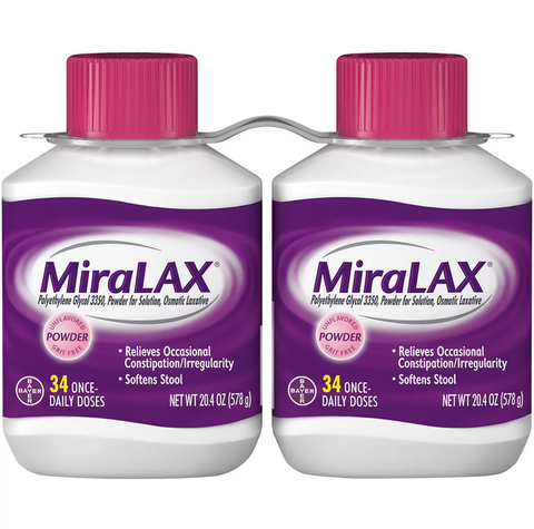 MiraLAX Laxative Powder for Gentle Constipation Relief (34 doses 2 ct.)