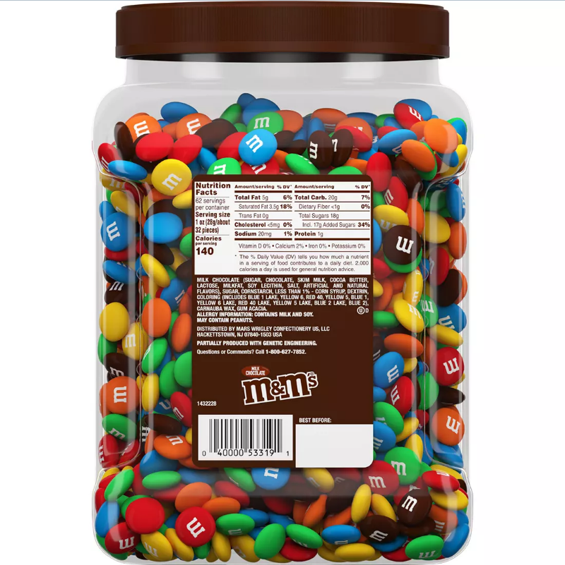 M&M's MandM's Milk Chocolate Peanut Candies Jar, 62 oz in the Snacks &  Candy department at