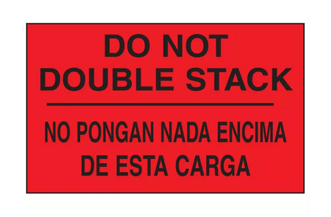 Bilingual English/Spanish Labels - "Do Not Double Stack", 3 x 5"