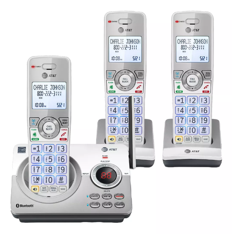 AT&T 3-Handset Cordless Phone with Unsurpassed Range, Bluetooth Connect to Cell, Smart Call Blocker and Answering System
