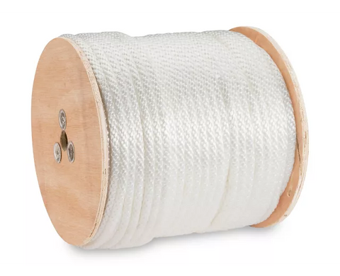 Solid Braided Nylon Rope - 1⁄2" x 500', White