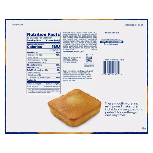 Entenmanns Mini Pound Cake. 12 ct. – Openbax