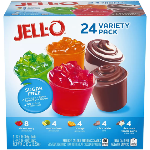 Jell-O Sugar Free Dessert Cups Variety Pack. 24 ct.