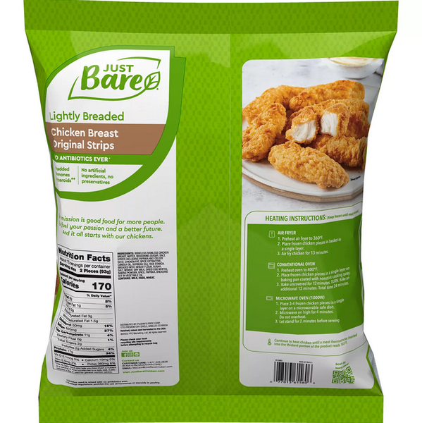 Just Bare Lightly Breaded Chicken Strips. Frozen (3 lbs.) – Openbax