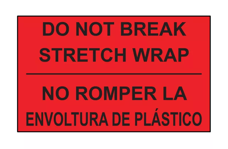 Bilingual English/Spanish Labels - "Do Not Break Stretch Wrap", 3 x 5"