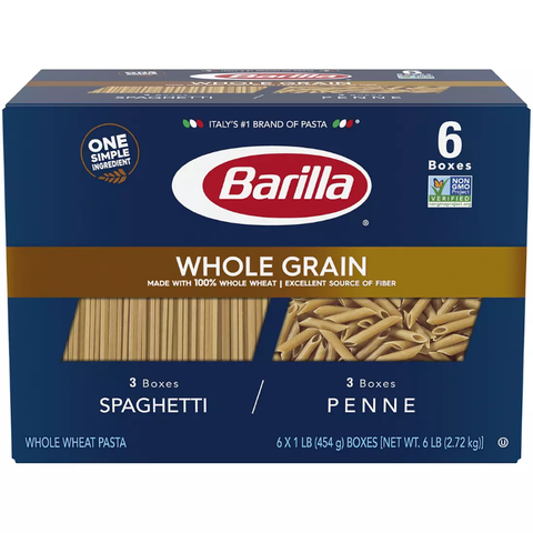 Barilla Whole Grain Spaghetti and Penne. 6 pk. 1 lb.