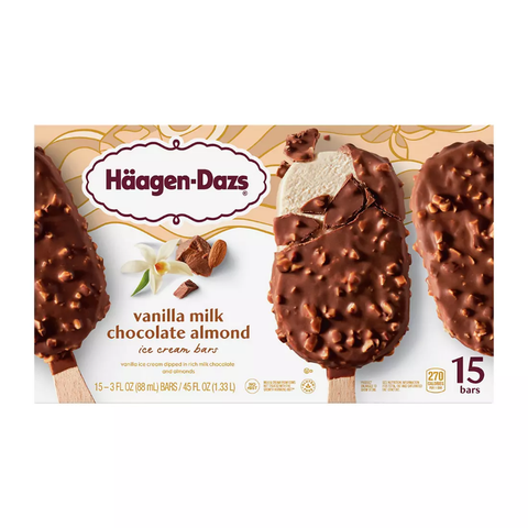Haagen-Dazs Vanilla Milk Chocolate Almond Ice Cream Bars. 15 pk.