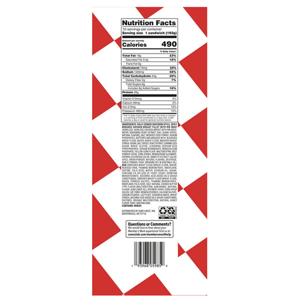Member's Mark Southern Style Chicken Sandwich (10 ct.) – Openbax