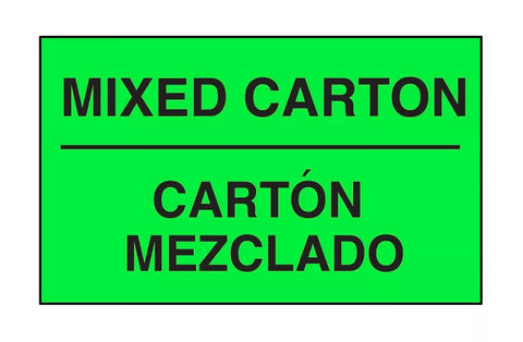 Bilingual English/Spanish Labels - "Mixed Carton", 3 x 5"