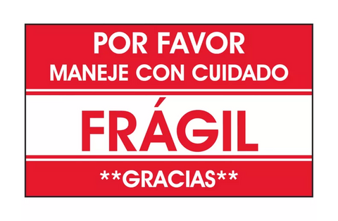 "Por Favor Maneje Con Cuidado/Frágil/Gracias" Label - 3 x 5"