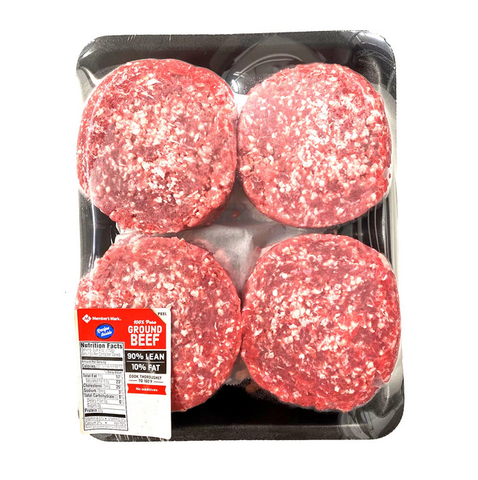 Members Mark 90 Percent Lean Ground Beef Patties (8 patties. priced per pound)