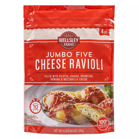 Wellsley Farms Five Cheese Jumbo Ravioli. 4 lbs.