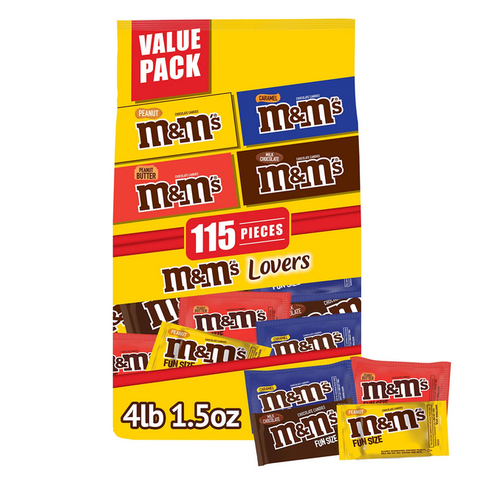 M&M'S Chocolate Candy Assorted Fun Size Bulk Variety Pack (115 ct. 4 lbs.)