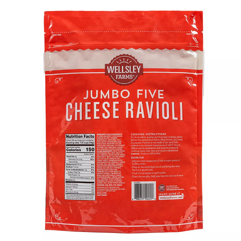 Wellsley Farms Five Cheese Jumbo Ravioli. 4 lbs.