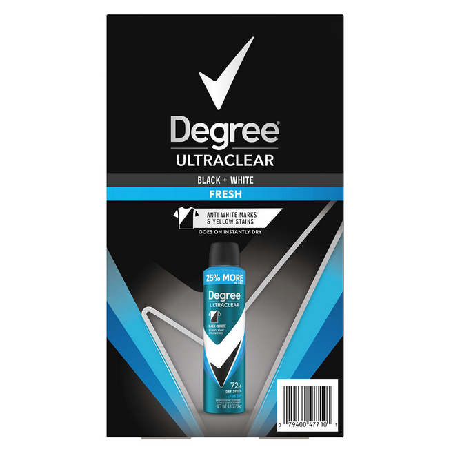 Degree for Men Ultraclear Black+White Deodorant Dry Spray Fresh (4.8 oz. 3 pk.)