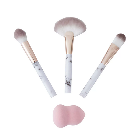 GloTech 12-Piece Makeup Brush Glow Set for Eyes and Face. Marble